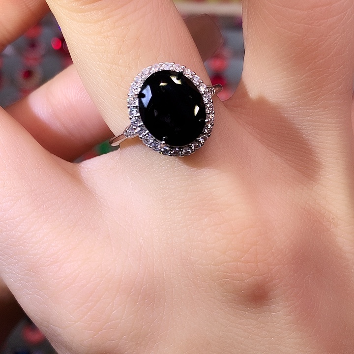 蓝宝石戒指银S925镶嵌