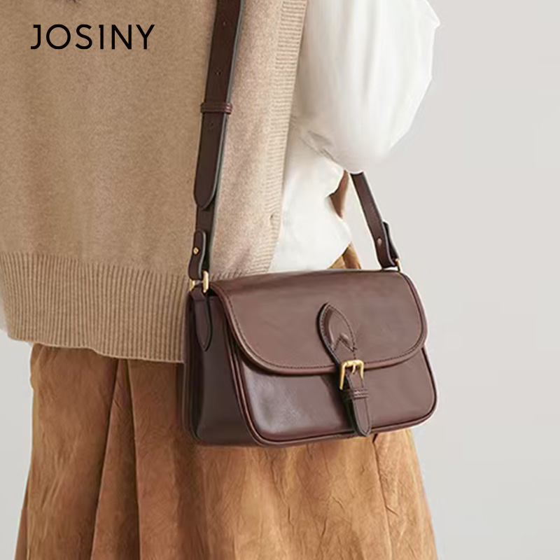 JOS1NY/卓诗尼新款邮差包复古时尚宽肩带经典时尚单肩包