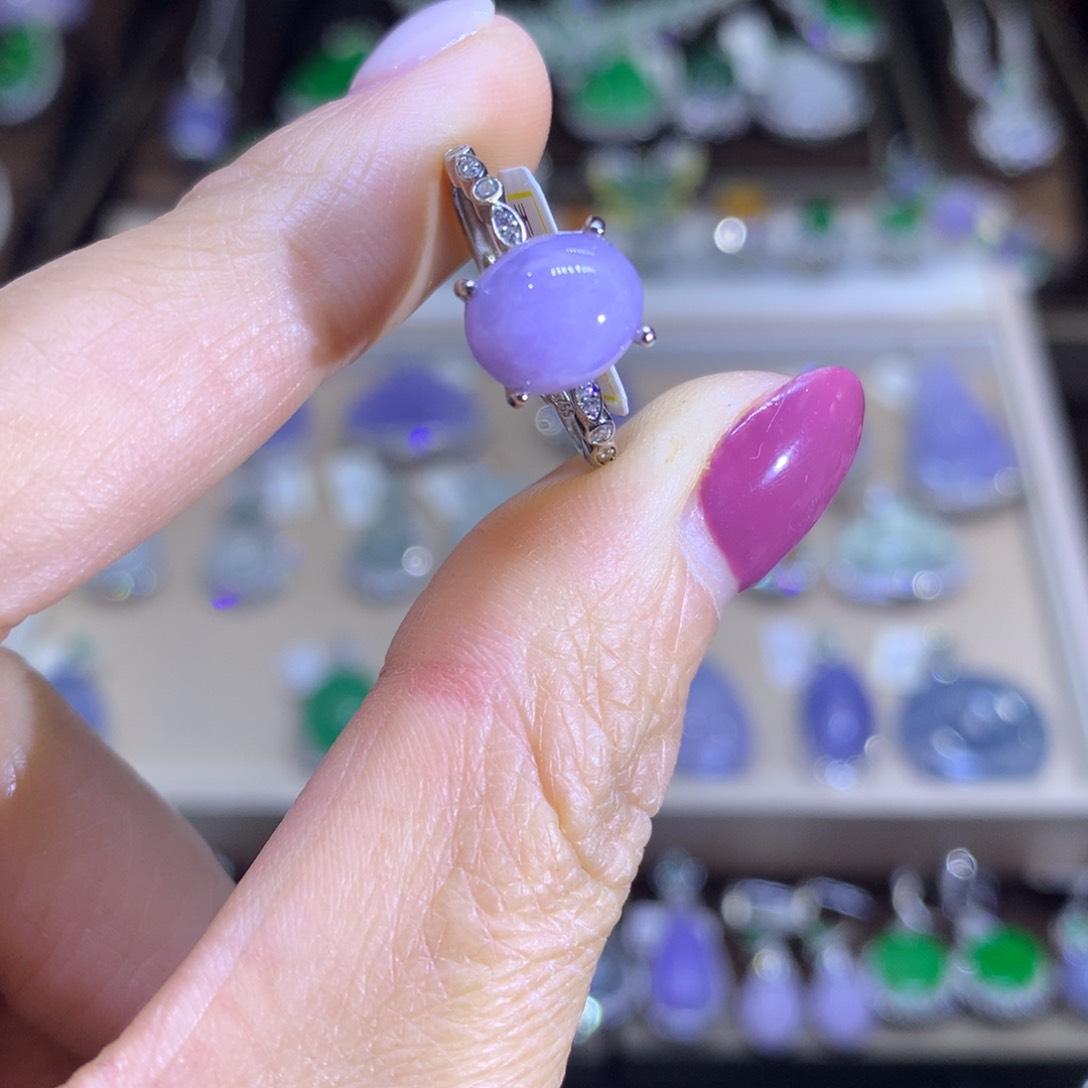 翡翠耳饰银S925镶嵌翡翠