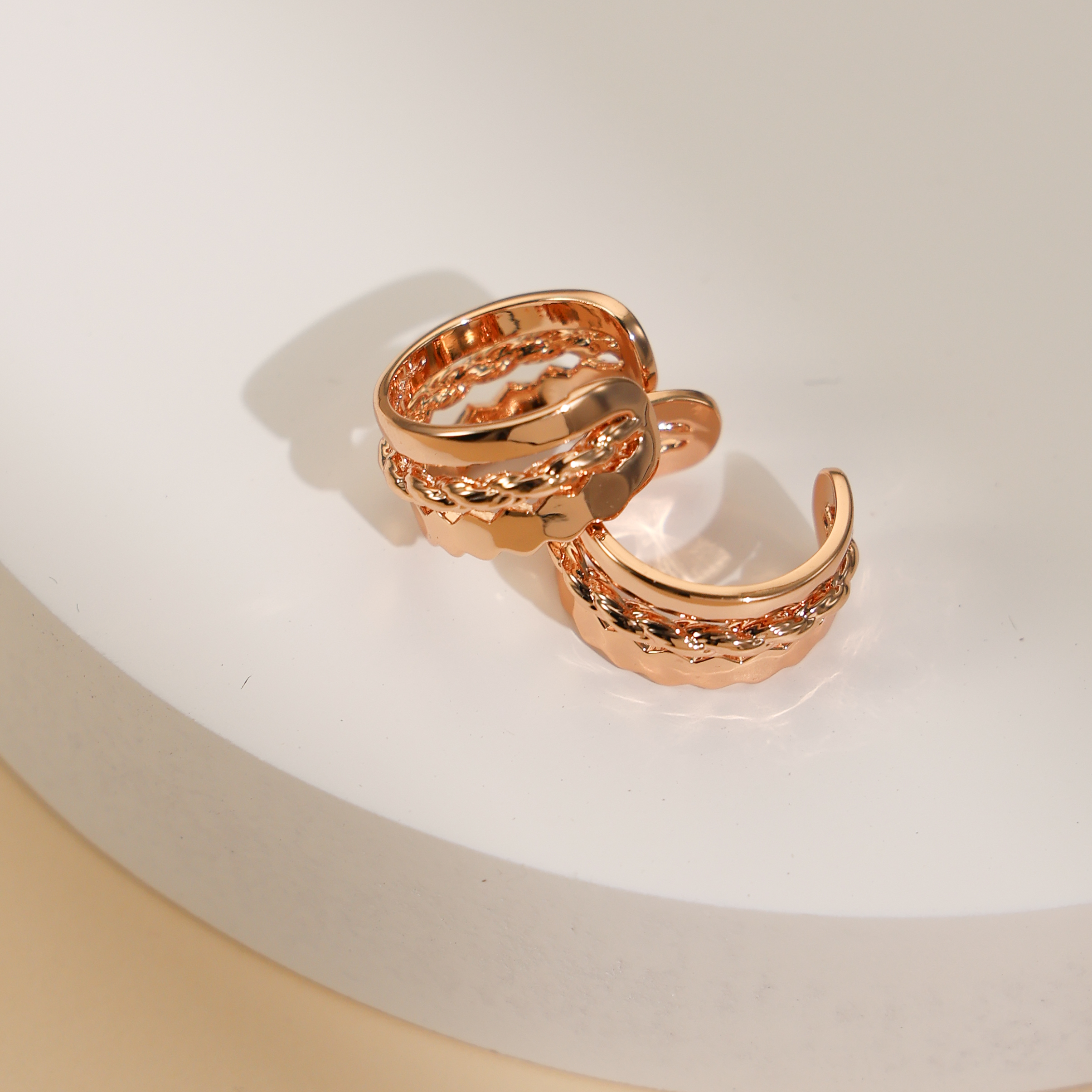 铜合金耳饰 ONETOP光金蜂巢耳夹