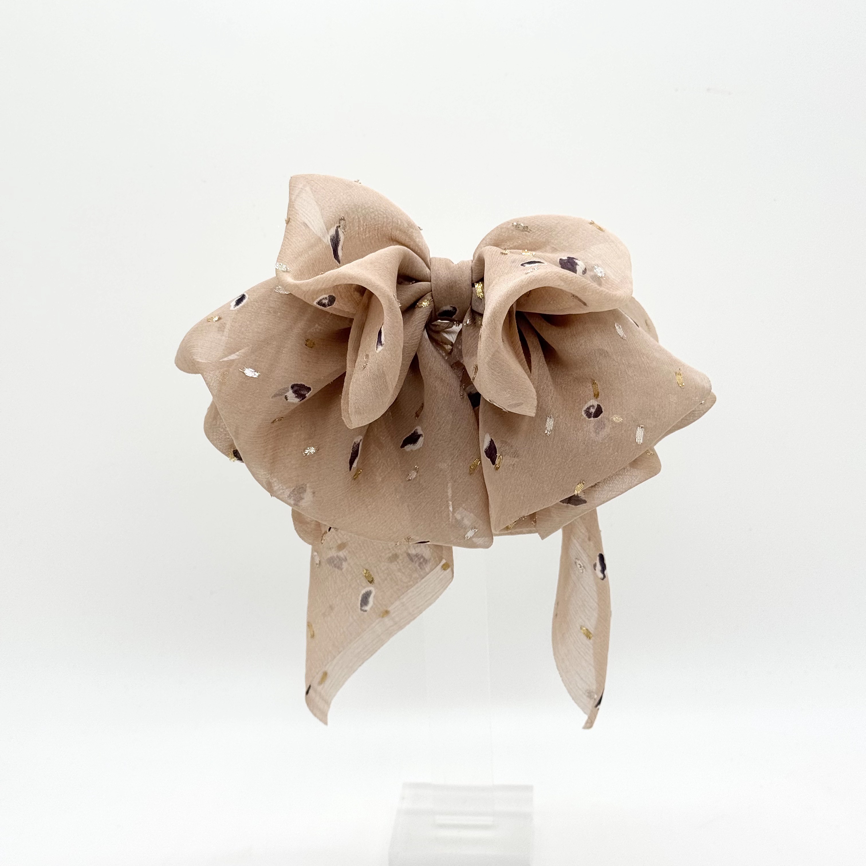 GREBUTY 6550 韩版简约藕粉色布艺蝴蝶结弹簧夹