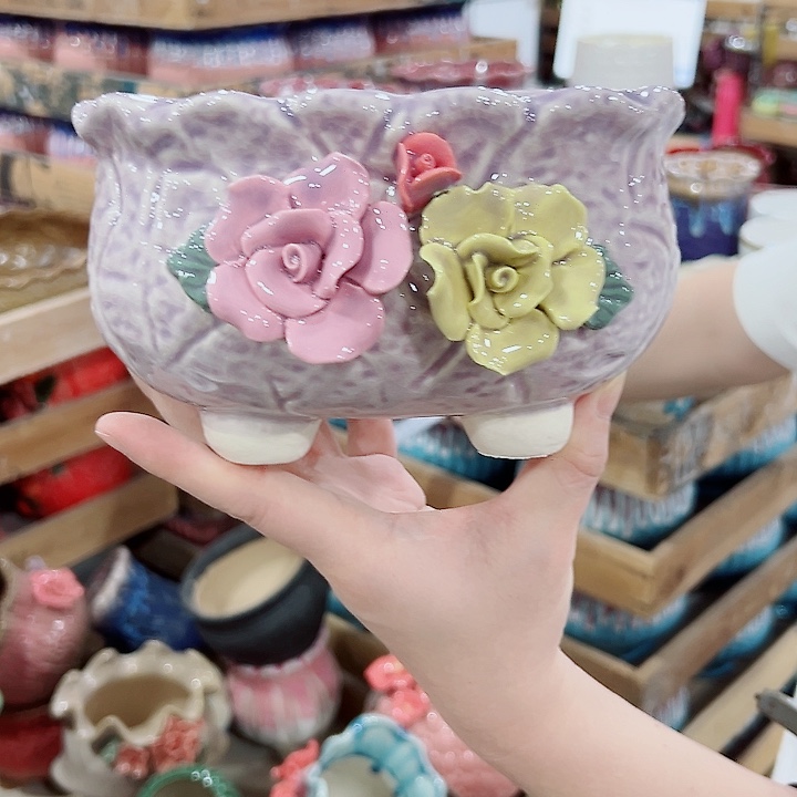 有孔.凑满10元发货多肉陶瓷花盆！