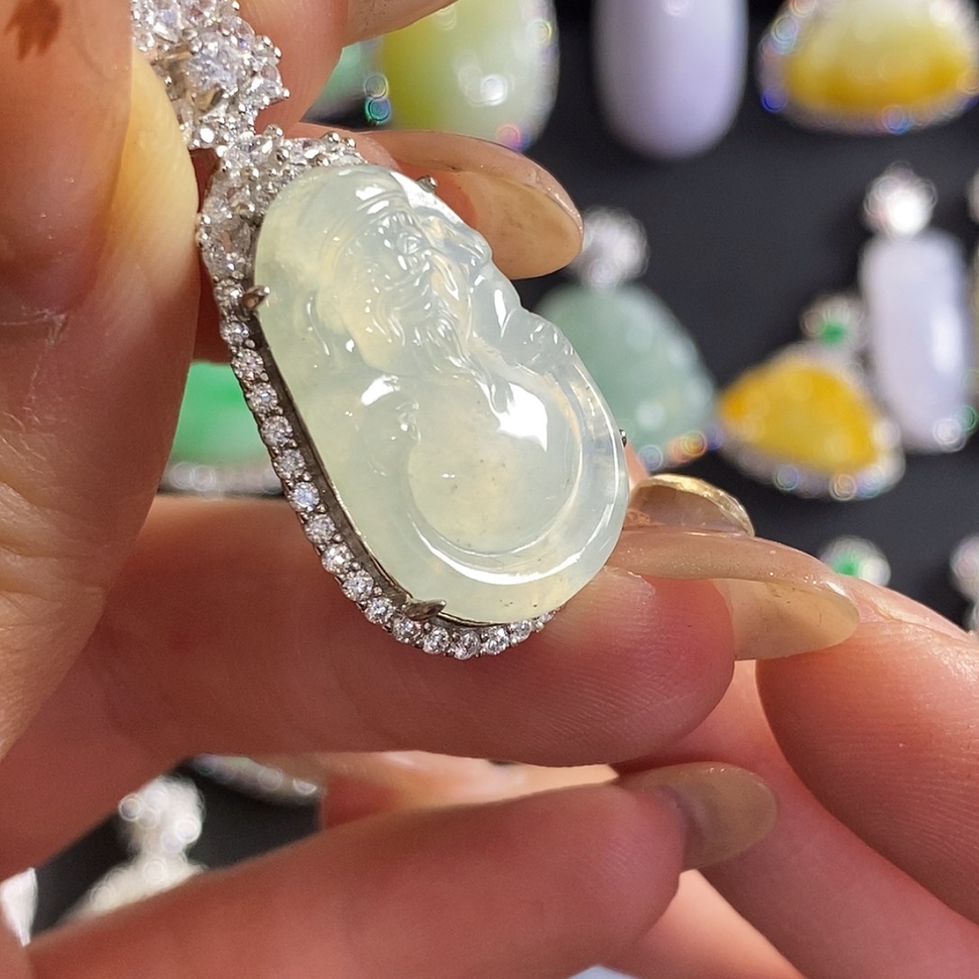 翡翠银S925镶嵌颈饰天然翡翠