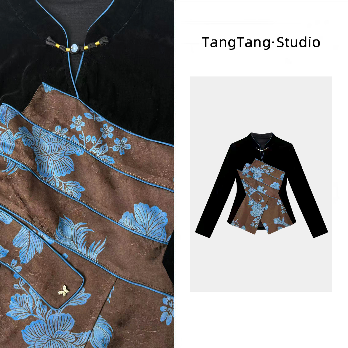 【TangTang·Studio】国风西西里丝绒百搭时尚显瘦女装上衣-2510233