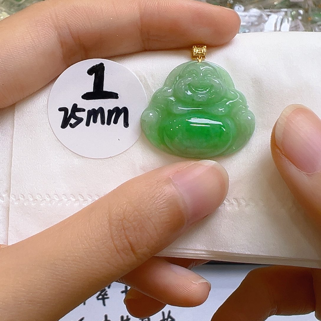 翡翠18K金镶嵌吊坠(不含链)翡翠