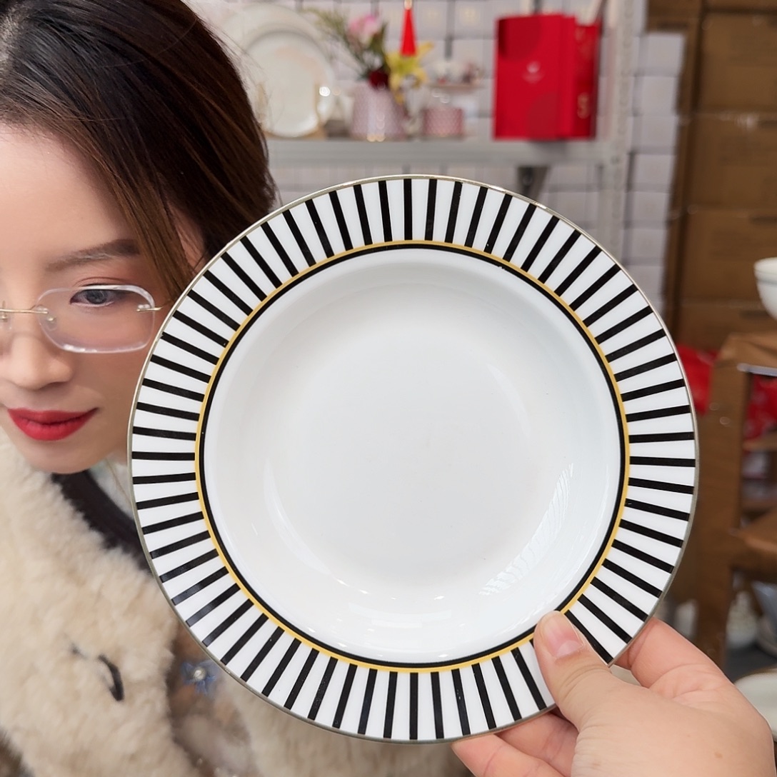 骨瓷高骨8英寸汤盘20*3.5cm一4个