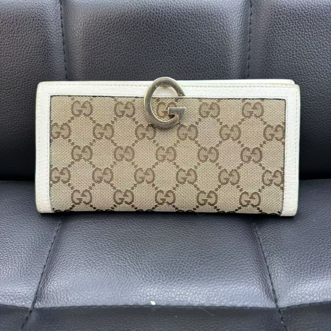 95新 GUCCI/古驰 【诗诗】老花拼白边钱包/BG23008175