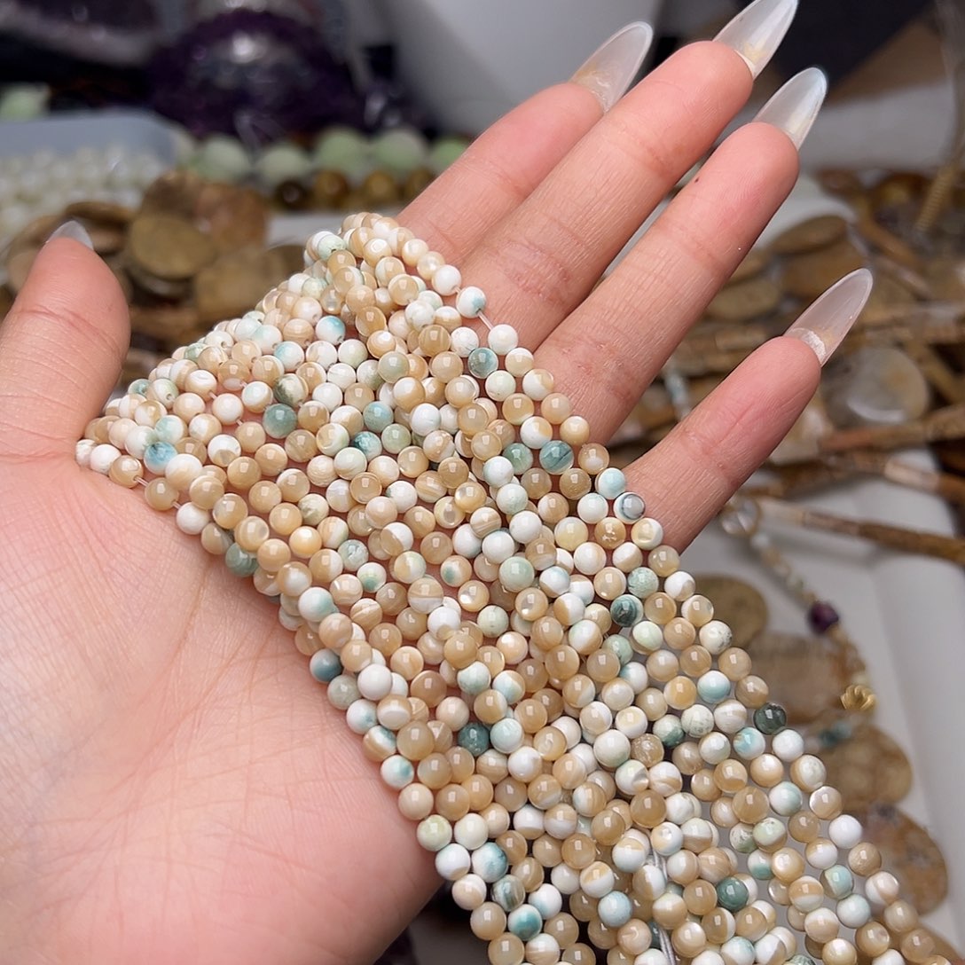 玛瑙/玉髓合金珠宝半成品Y649 4mm让人夜光螺