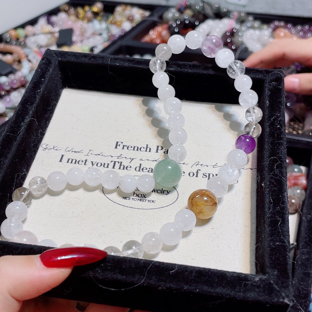 未镶嵌水晶手链白幽灵双圈