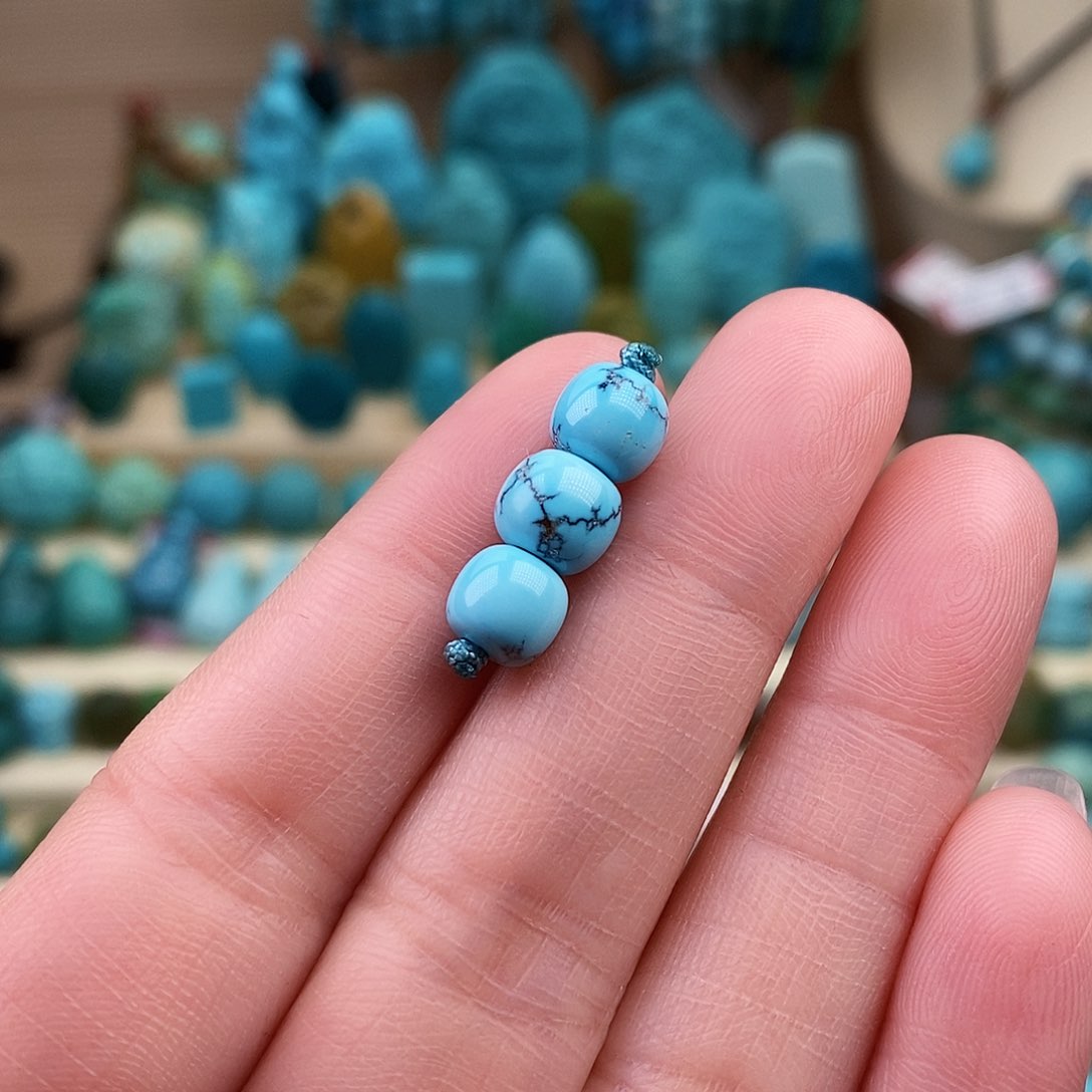 绿松石珠宝奇石未镶嵌7mm