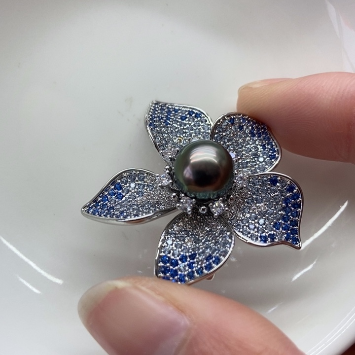 海水珍珠胸针合金