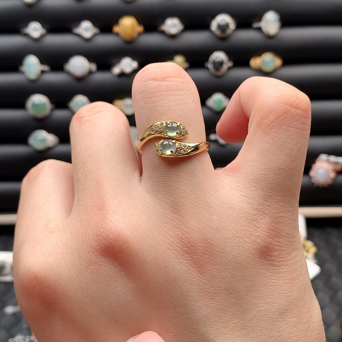 翡翠戒指银S925镶嵌0086