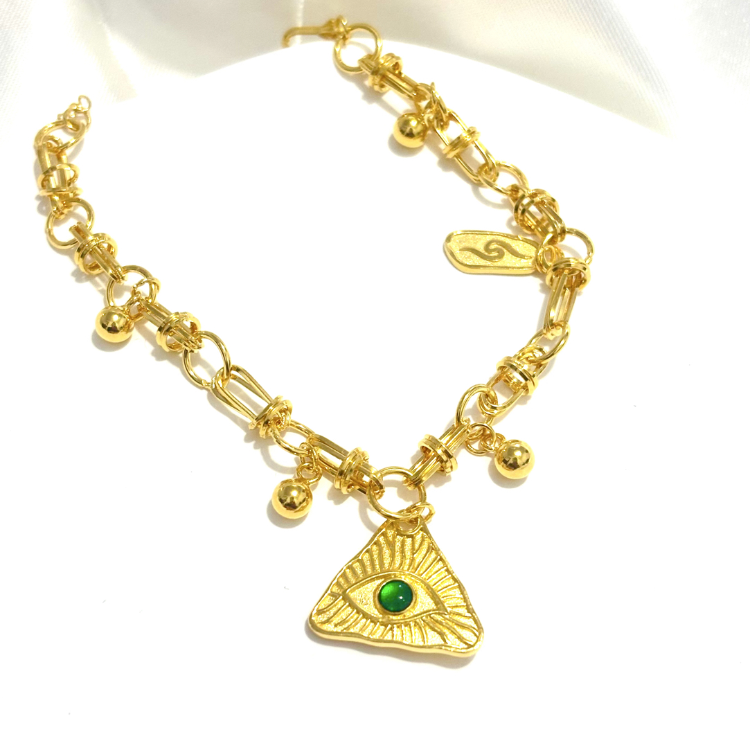 足银手链 恶魔之眼金珠提溜手链9003