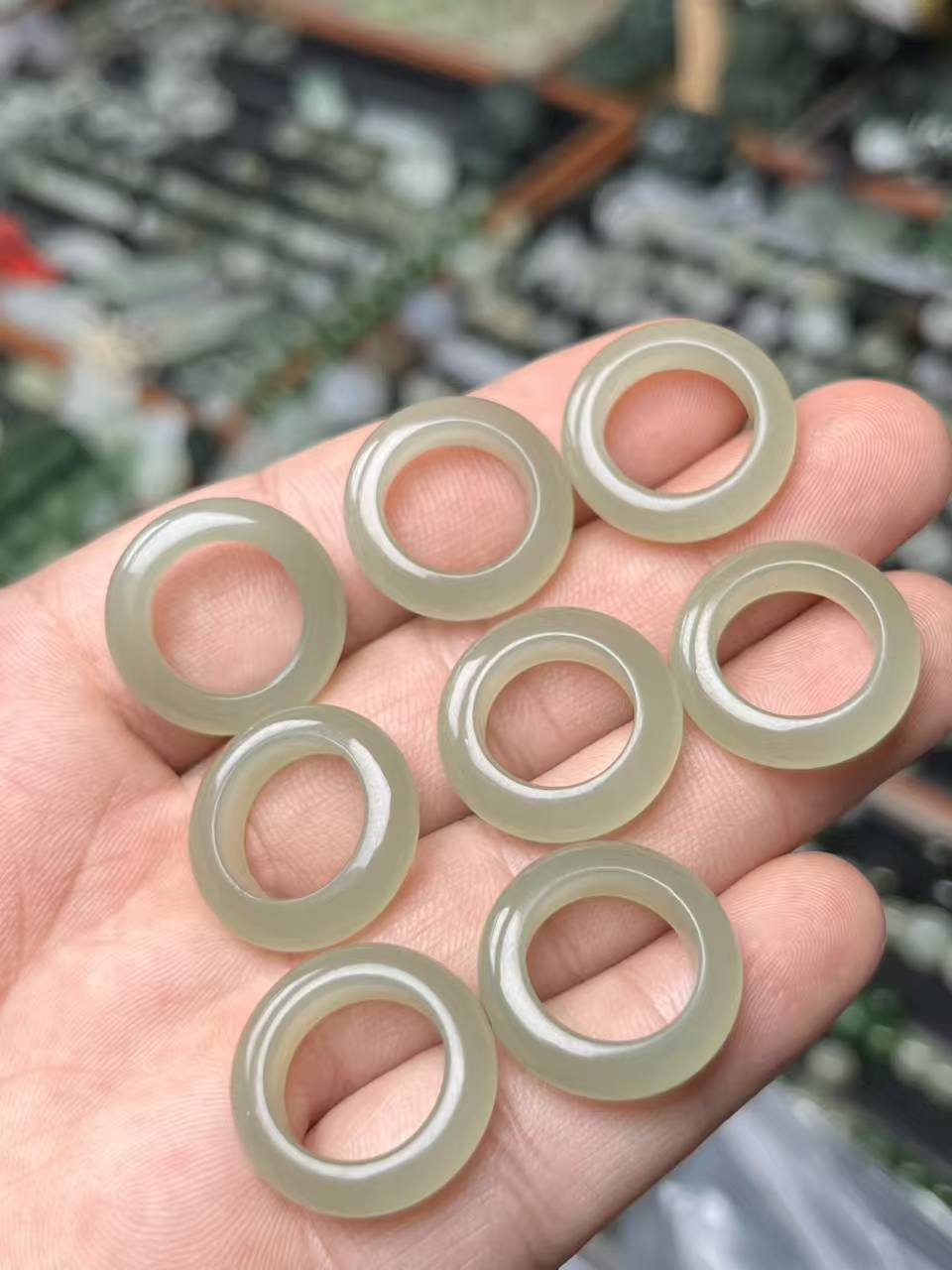 天然和田玉跑环素面玉环圆圈珠子跑环diy项链手链配饰 内径12mm