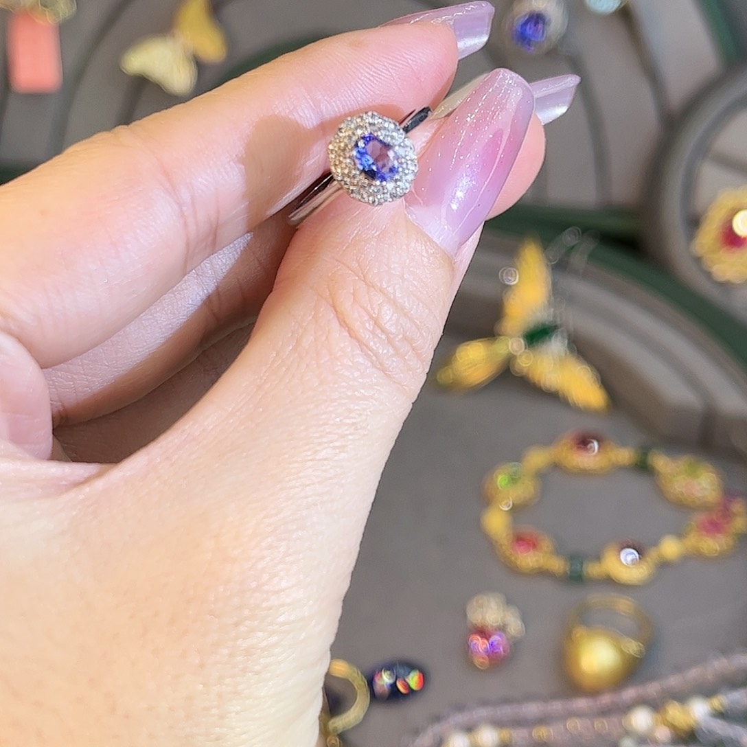 坦桑石戒指银S925镶嵌铄****O