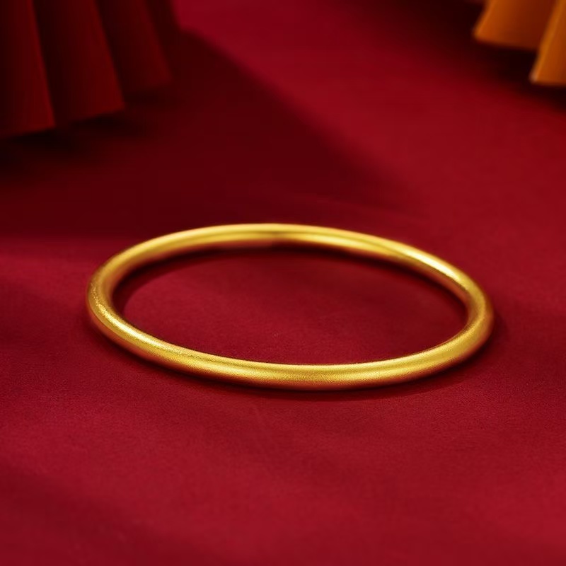 合金手镯 时尚古法手镯百搭简约经典镯子实心磨砂传承女款气质