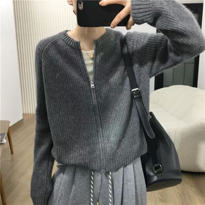 七言家  巨软！月光灰双拉链毛衣开衫2