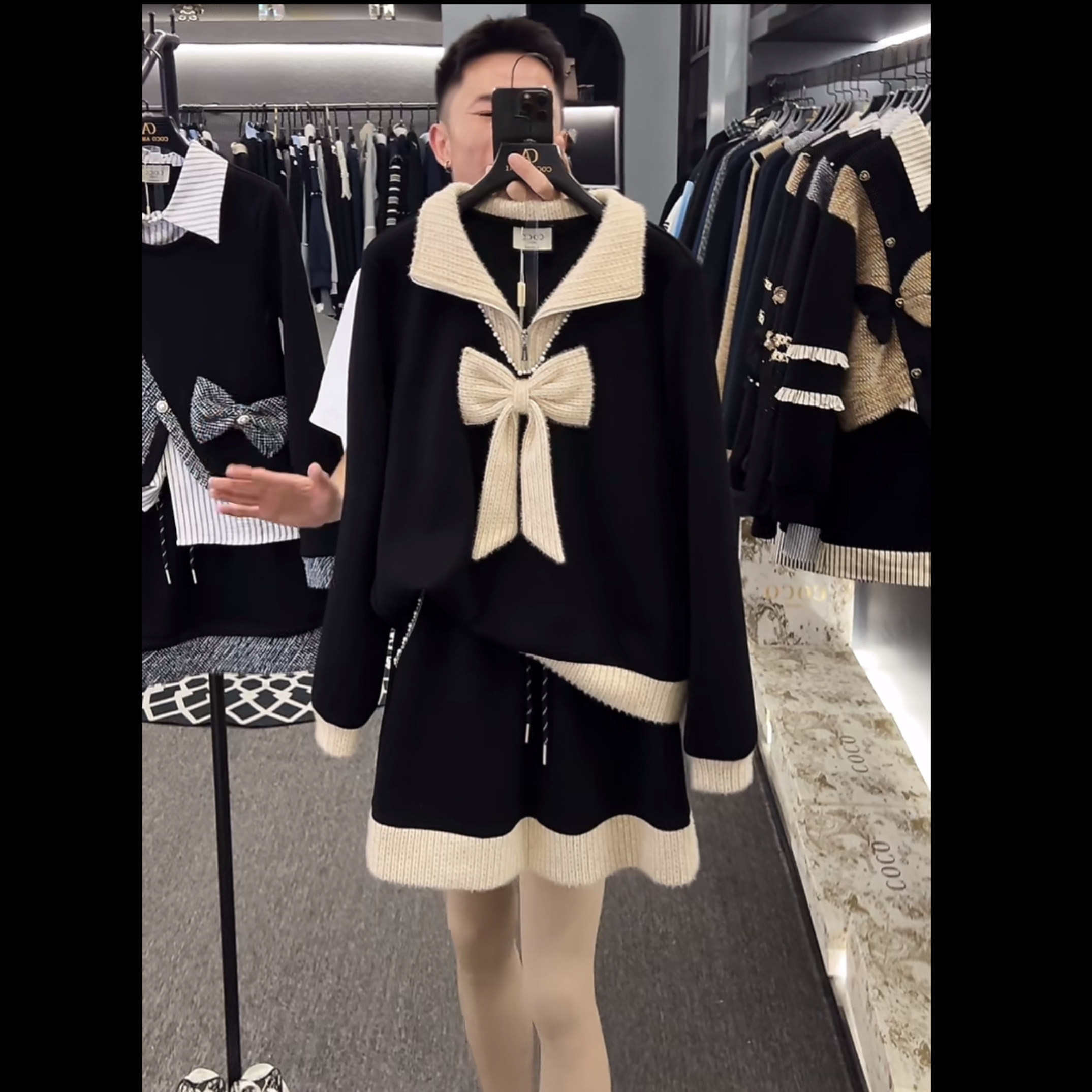 【宠粉价】（加绒）秋冬新款时尚设计师款气质洋气半身裙套装TZ-823