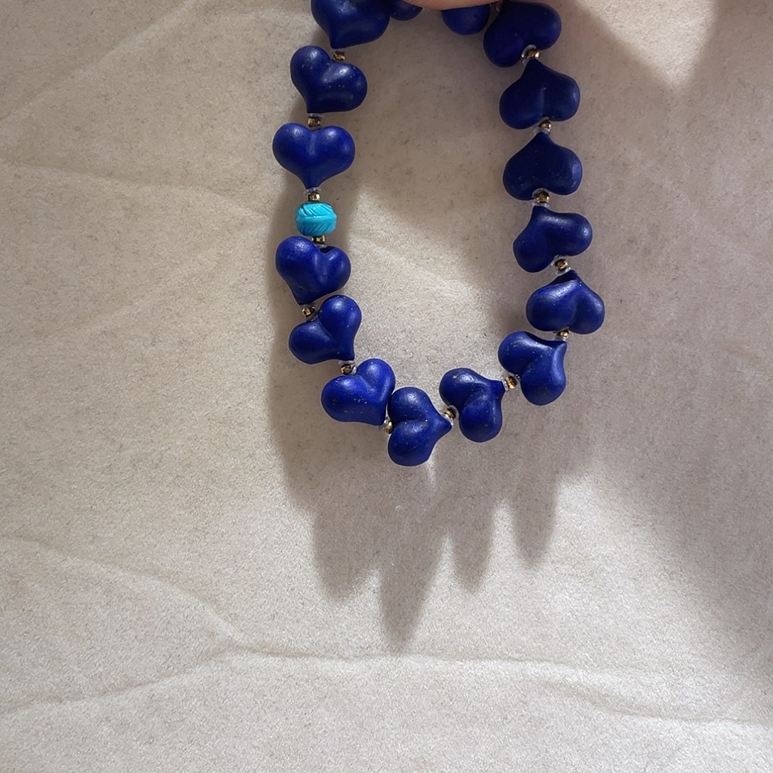 琴***青金石18K金镶嵌手链大气款