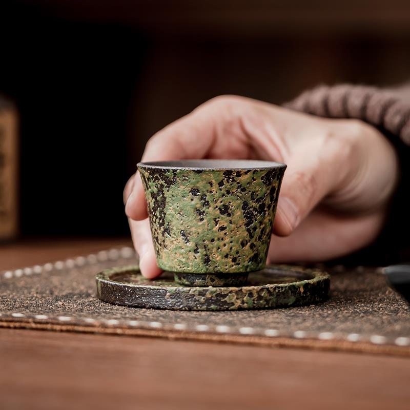 尚器 窑变绿野仙踪马蹄杯复古陶瓷茶杯单个品茗杯功夫茶具杯子