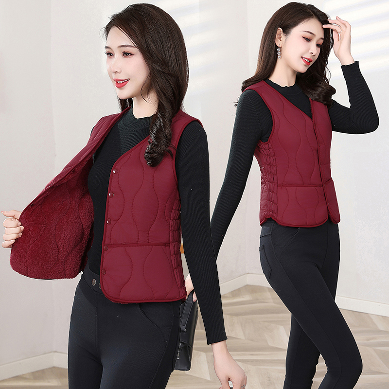 秋冬加绒棉马甲女2025新款秋冬轻薄内穿保暖马夹打底修身贴身背心