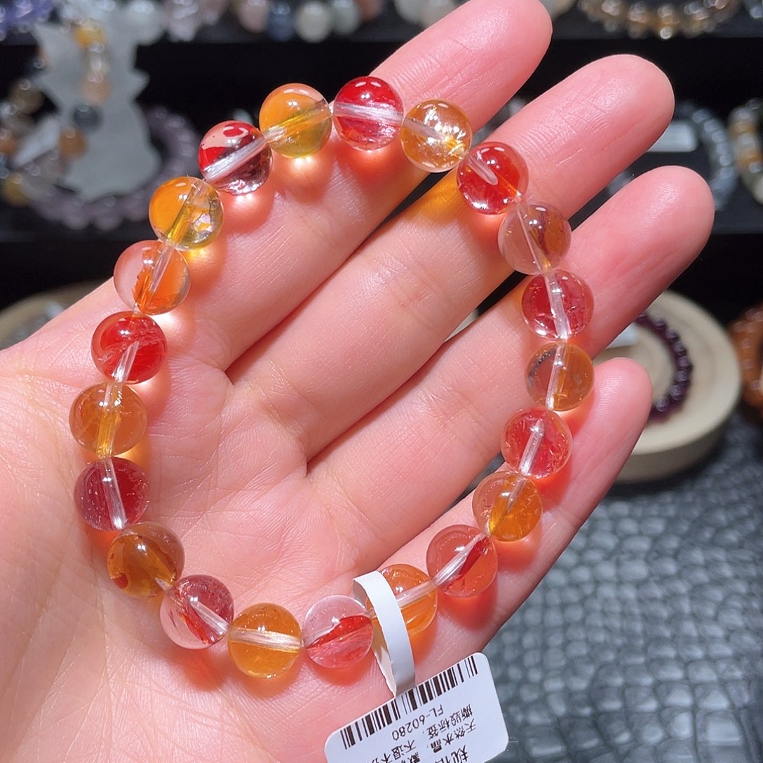 水晶手链未镶嵌胶花手链，晶体通透