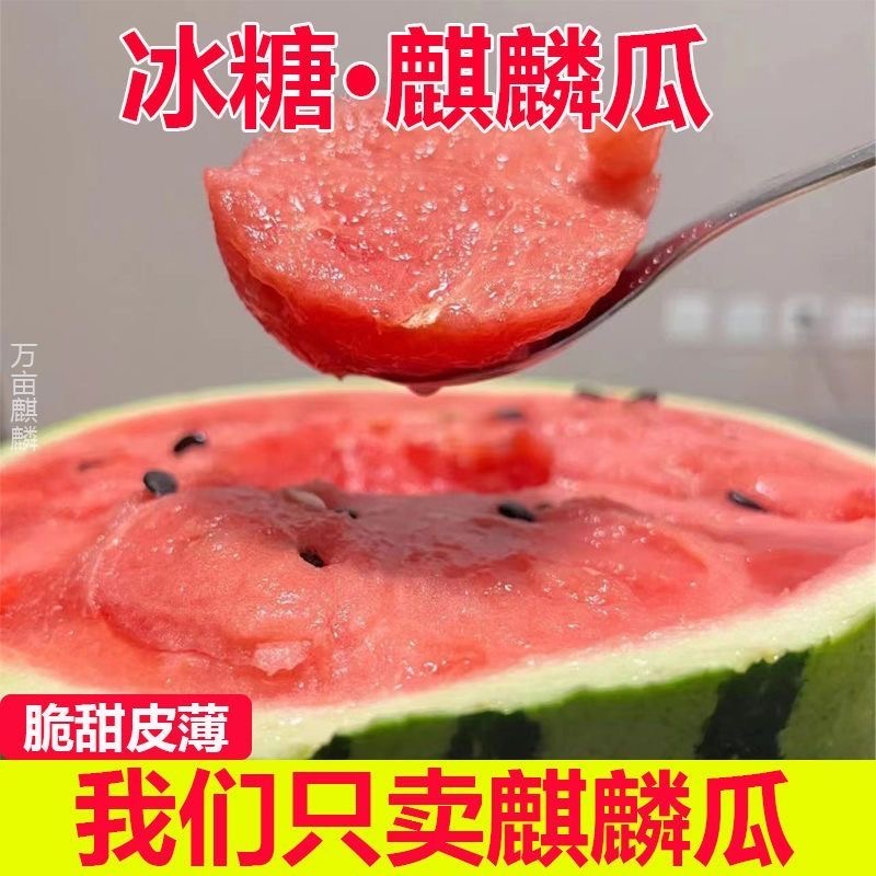 L【坏了包赔】云南麒麟西瓜当季新鲜水果薄皮脆甜红瓤无大小籽西瓜