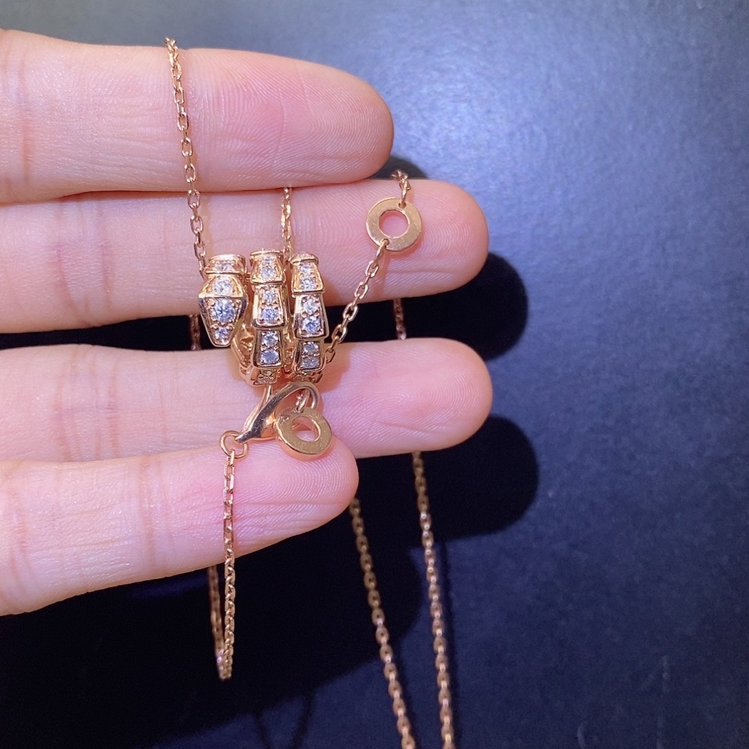 颈饰18K金镶嵌钻石蛇项链k玫