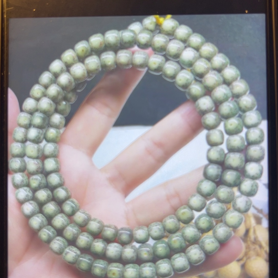 素***关星月菩提吊坠石玉料老型长串