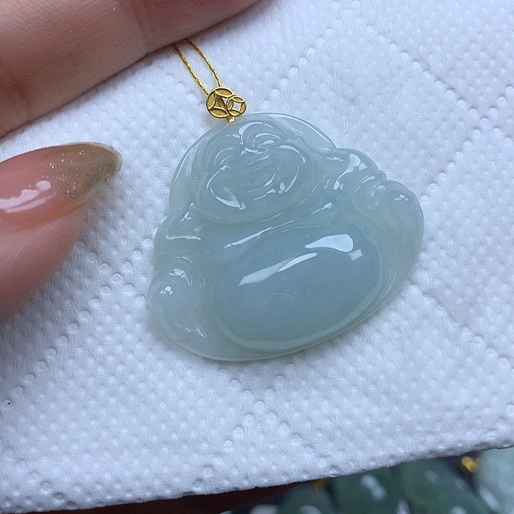 翡翠18K金镶嵌颈饰挂件