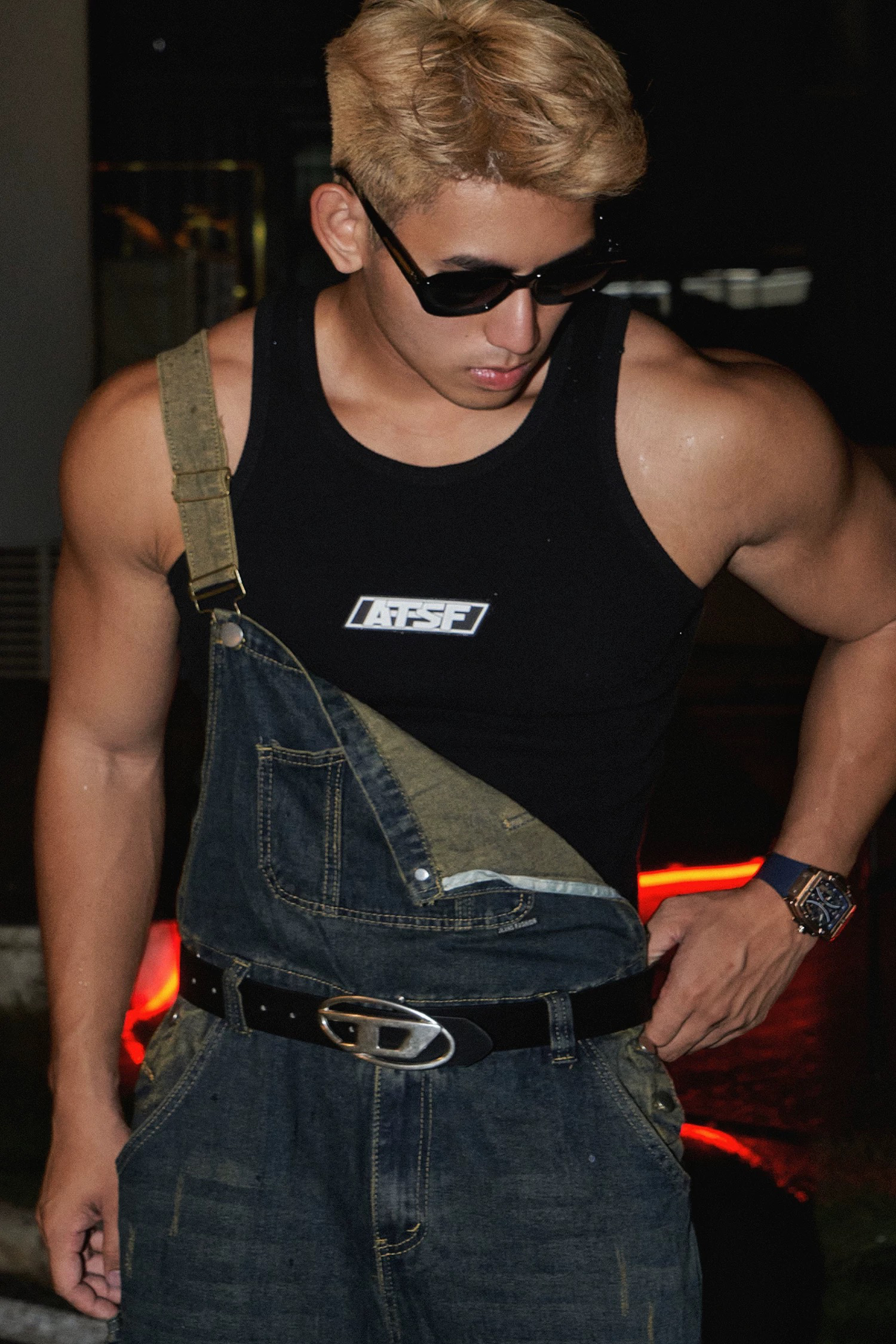 水洗美式休闲修身型透气字母背心宽松运动健身