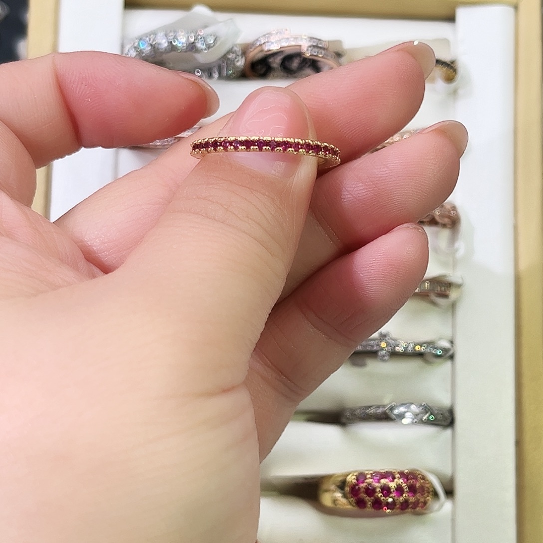 莫桑石非金属K黄红满钻排戒-19