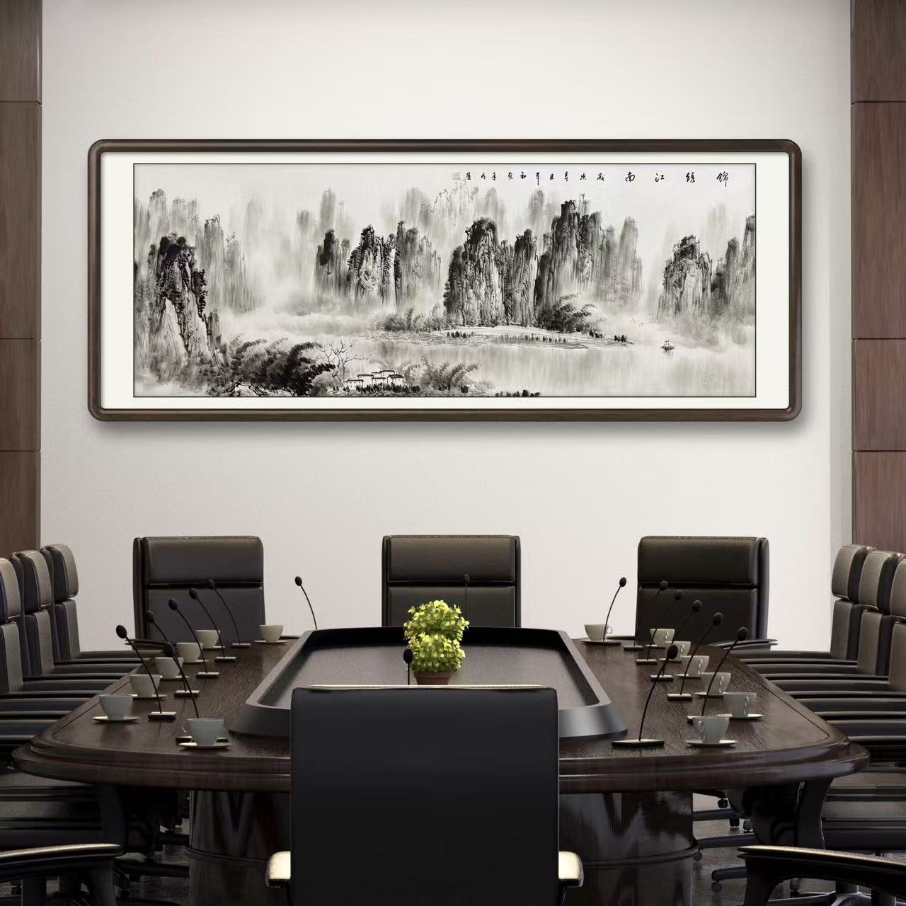 《锦绣江南》六尺横幅纯手绘水墨山水客厅书房办公室国画挂画作品