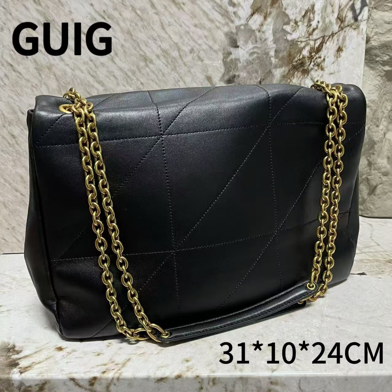 时尚潮流真皮新款女包 大号 0361 黑色