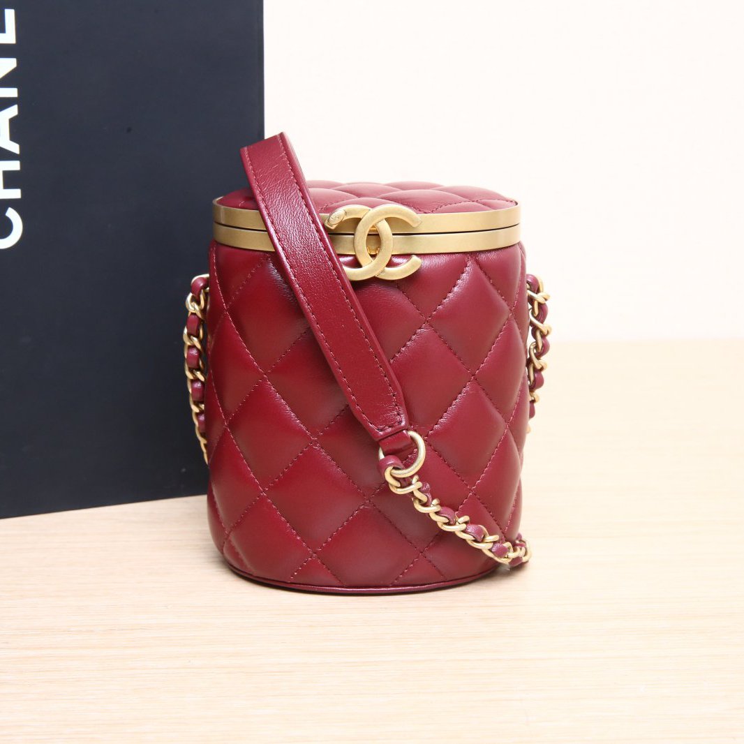 99新 Chanel/香奈儿 黑黑精选21秋冬秀款 圆桶包 短款 芯片单肩包
