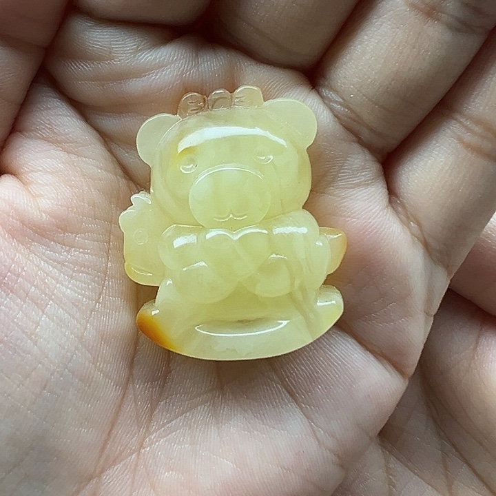 琥珀未镶嵌珠宝奇石木马熊打孔不退换