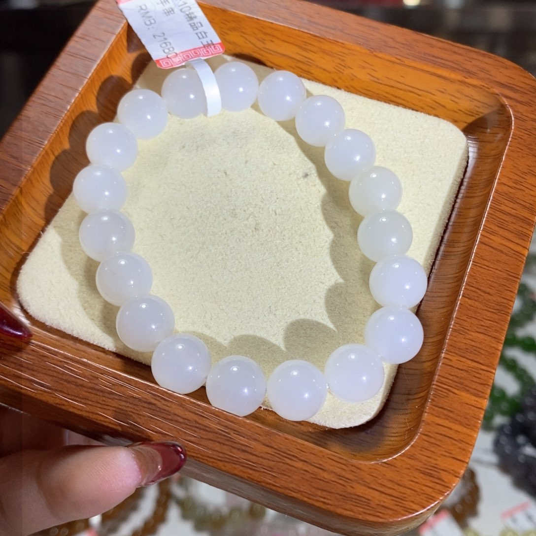 和田玉精品白玉10mm未镶嵌?***厦