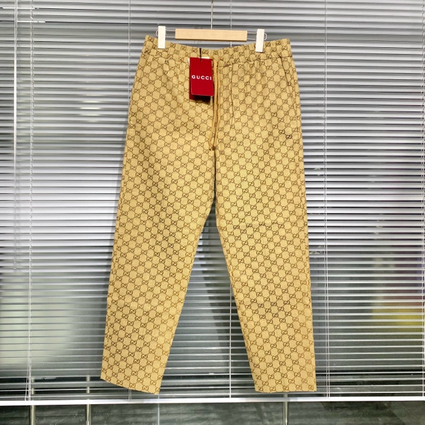 未使用 GUCCI/古驰 老花满印 提花logo 帆布 休闲长裤 48码 k498