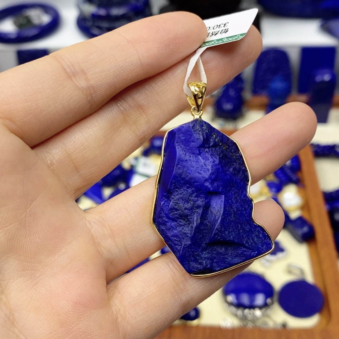 青金石颈饰银S925镀金镶嵌