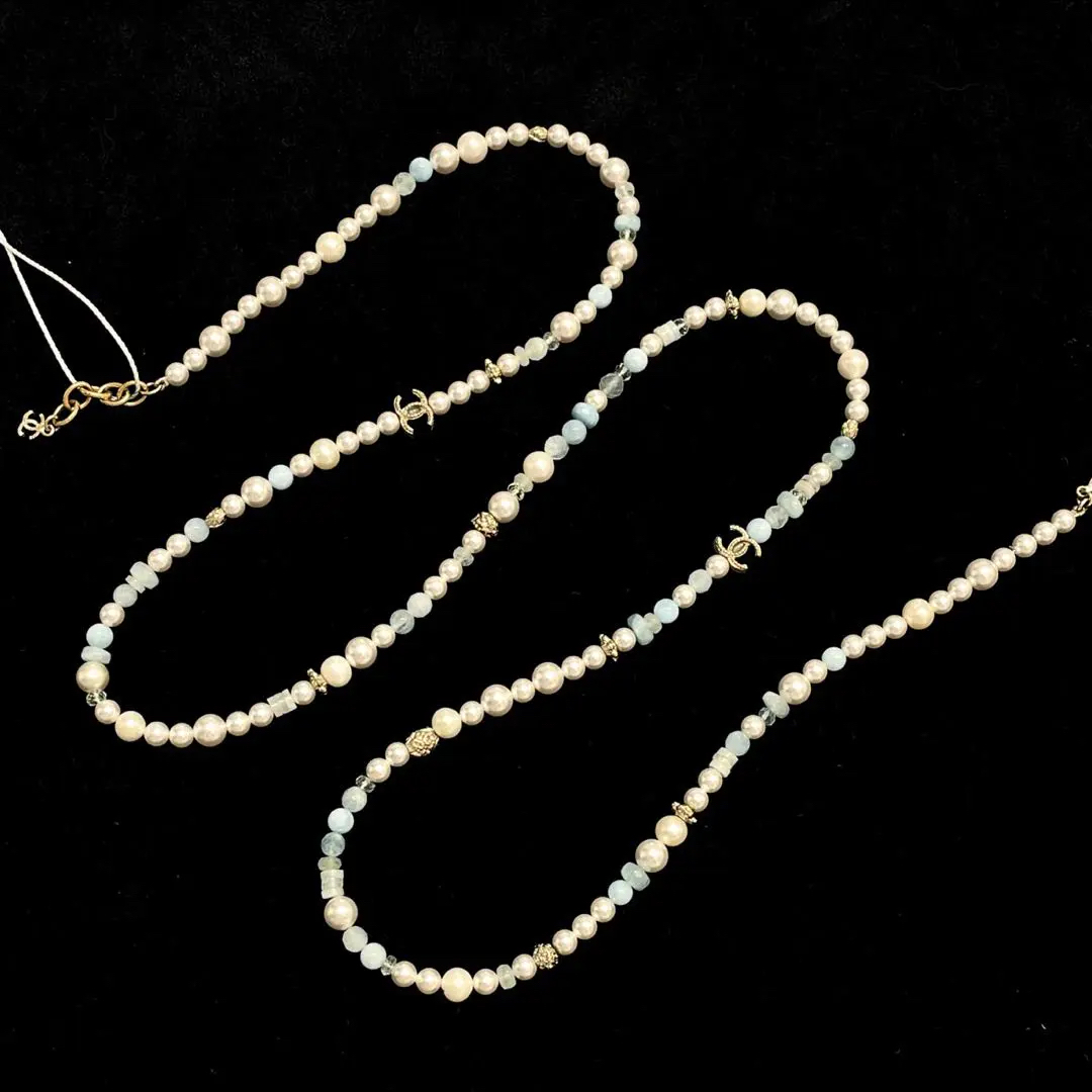 95新 Chanel/香奈儿 18C希腊系列蓝色水晶项链48907488