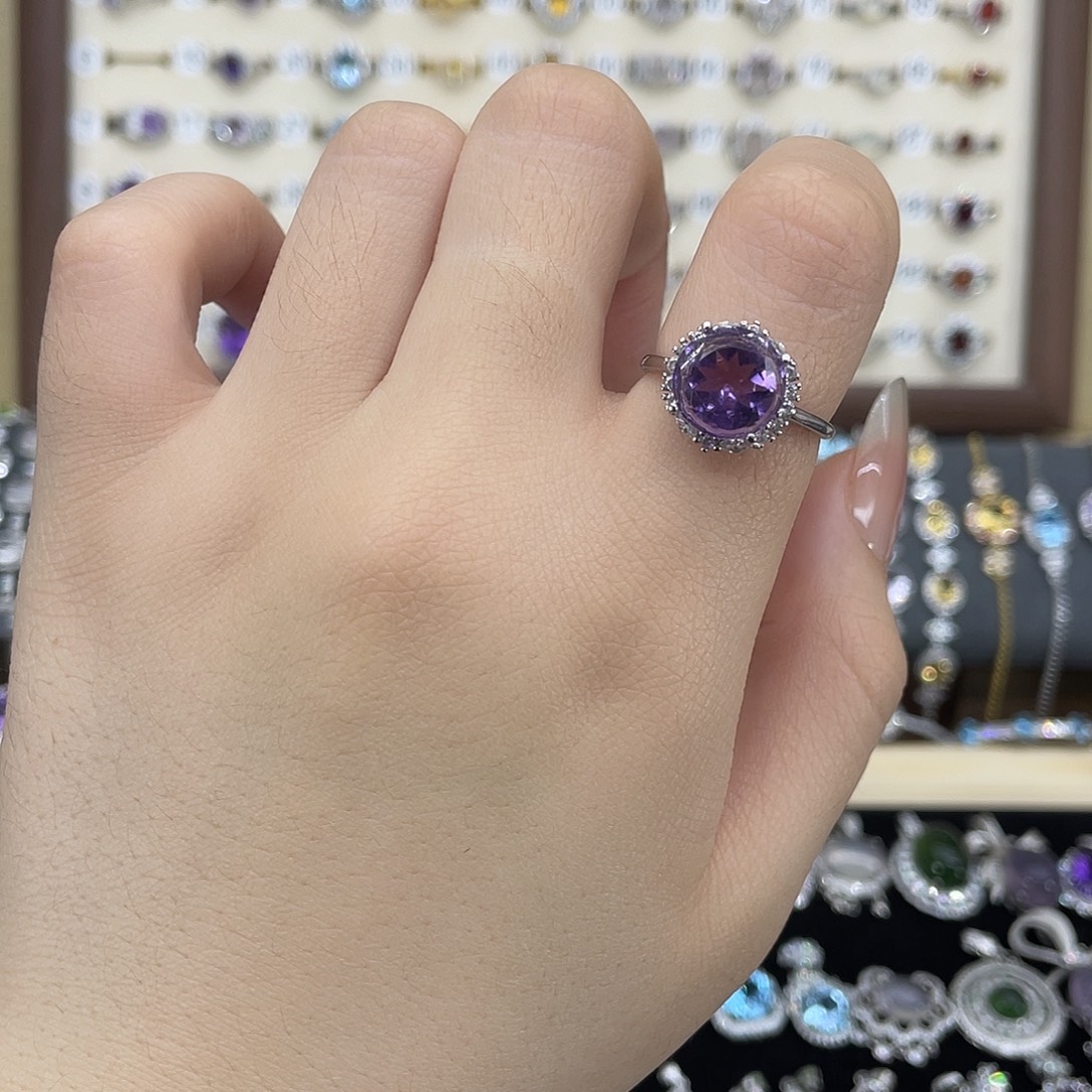 戒指紫晶银S925镶嵌