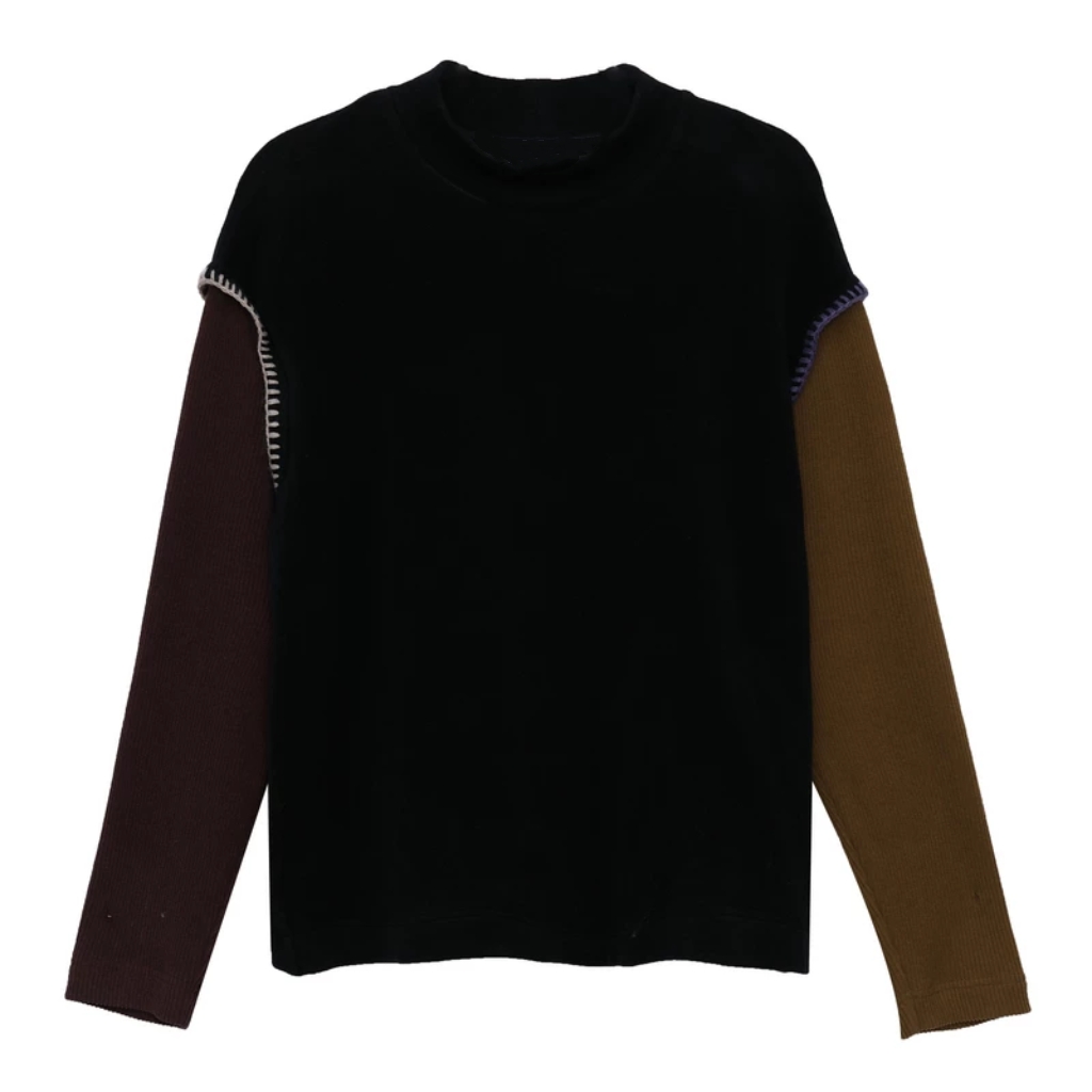 【彩袖上衣】2025秋新款百搭休闲上衣韩版圆领彩袖绣花短