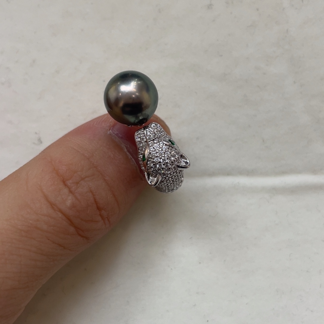 戒指银S925镶嵌海水珍珠