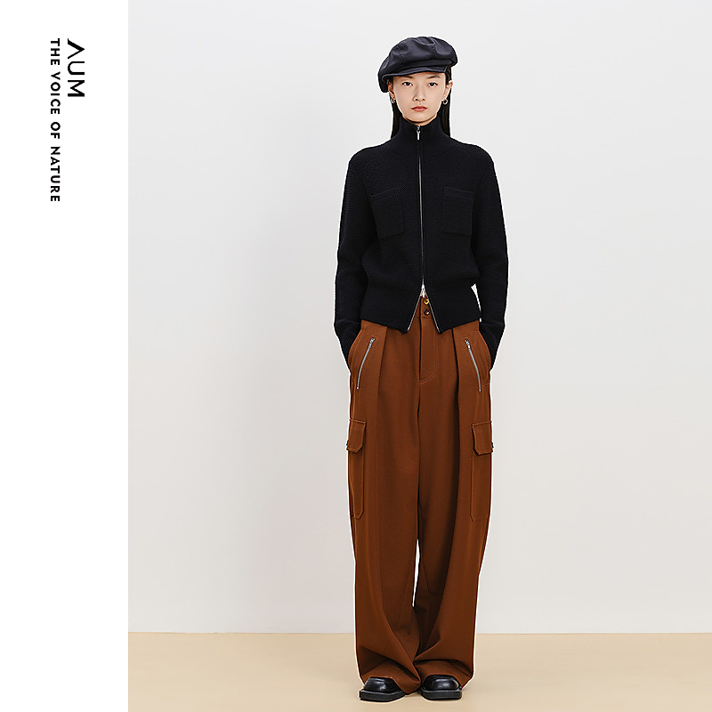 AUM噢姆冬季长袖时尚休闲简约立领针织衫M1EG4WL7M