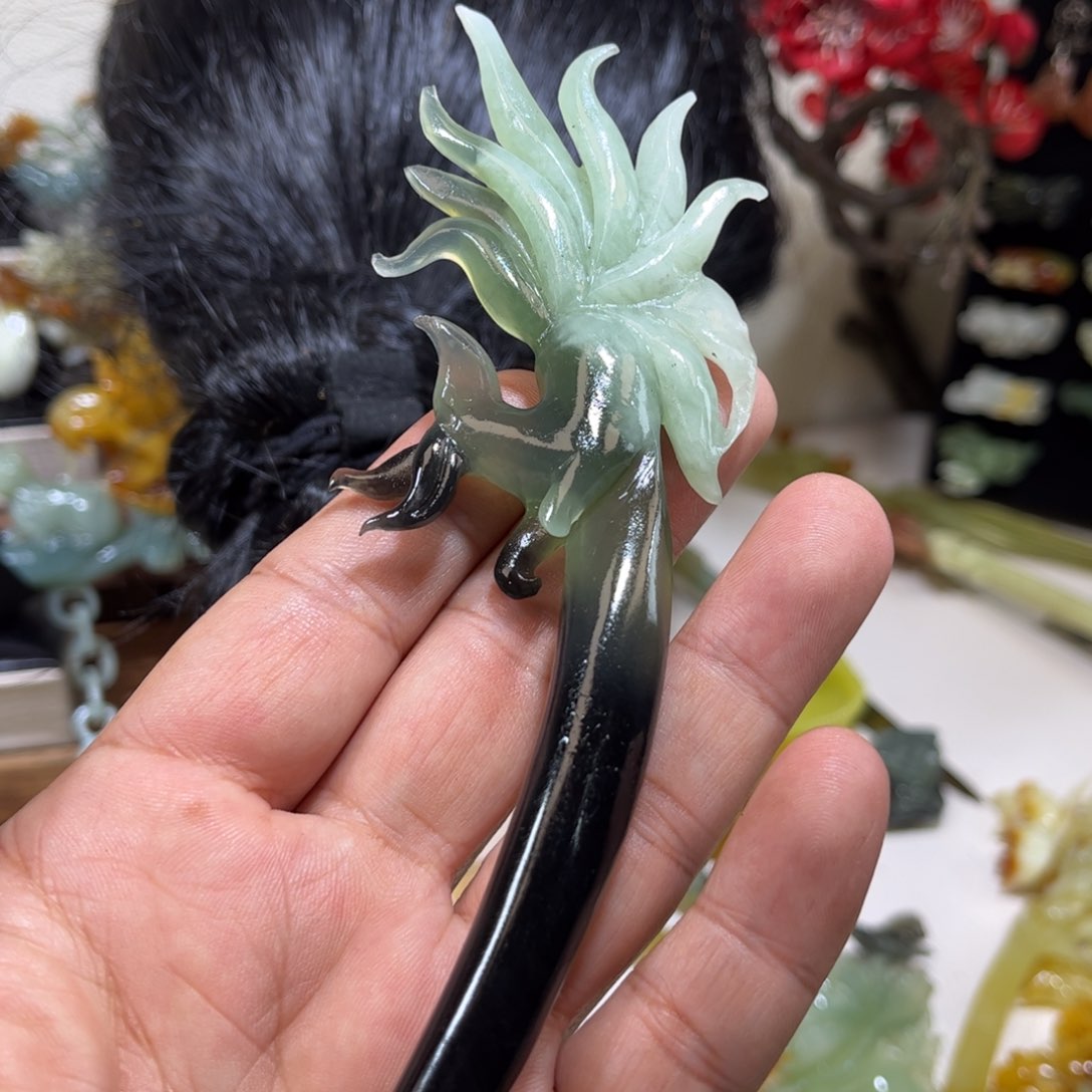 蛇纹石玉发簪合金