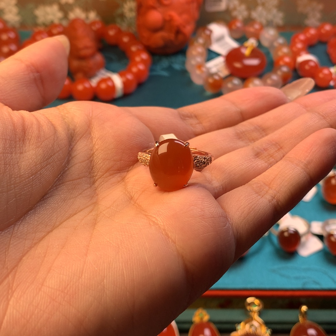 南红玛瑙合金戒指