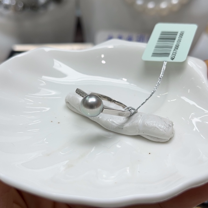 海水珍珠戒指银S925镶嵌8-9mm