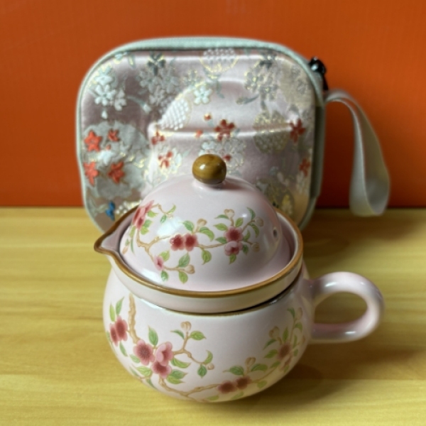 KK0588-粉色桃花猫咪茶咖啡