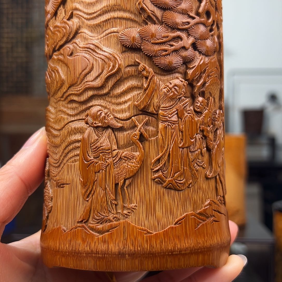 竹记*海屋添筹笔筒竹