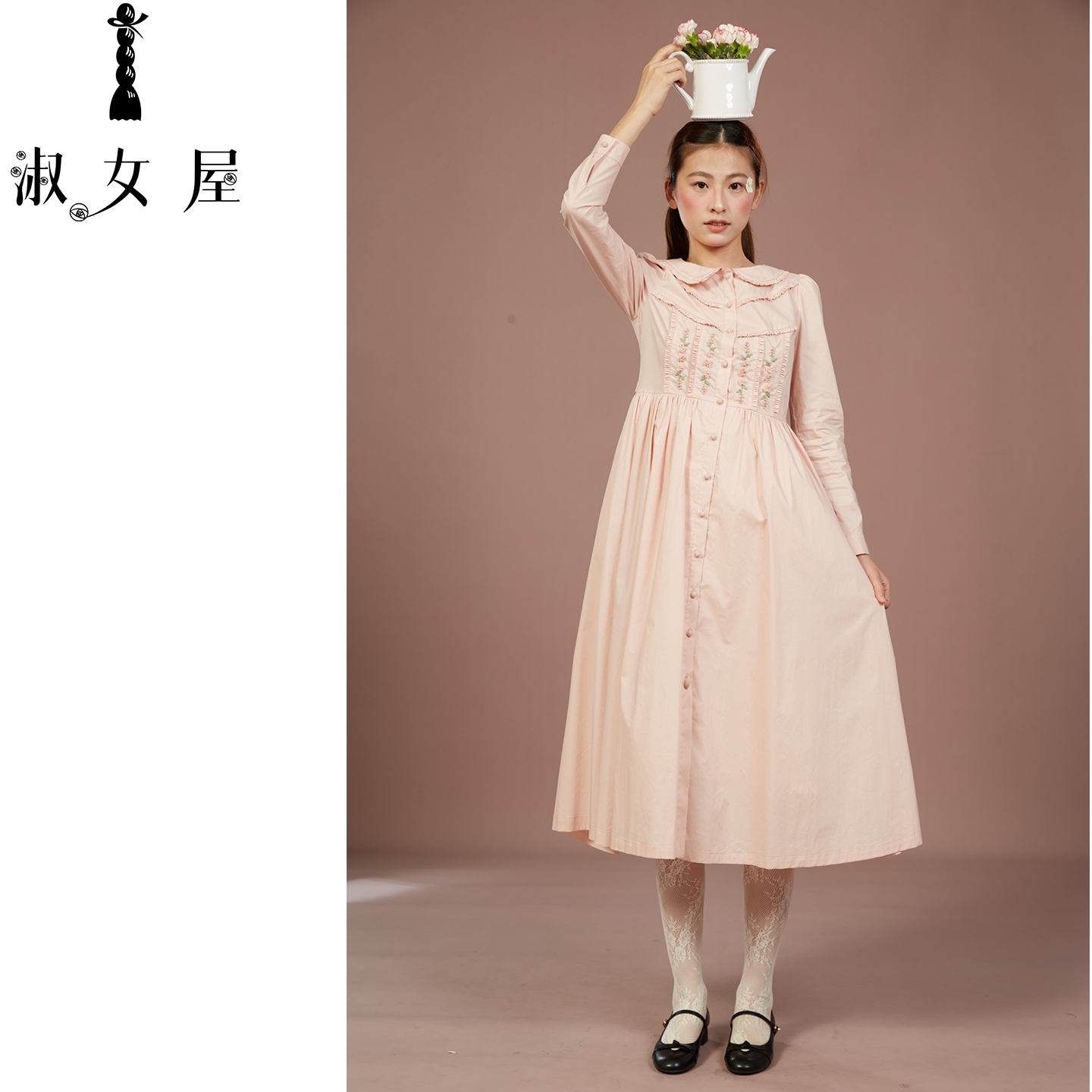 淑女屋官方旗舰店秘密花园。少女连衣裙①号纯棉优雅高级感甜美
